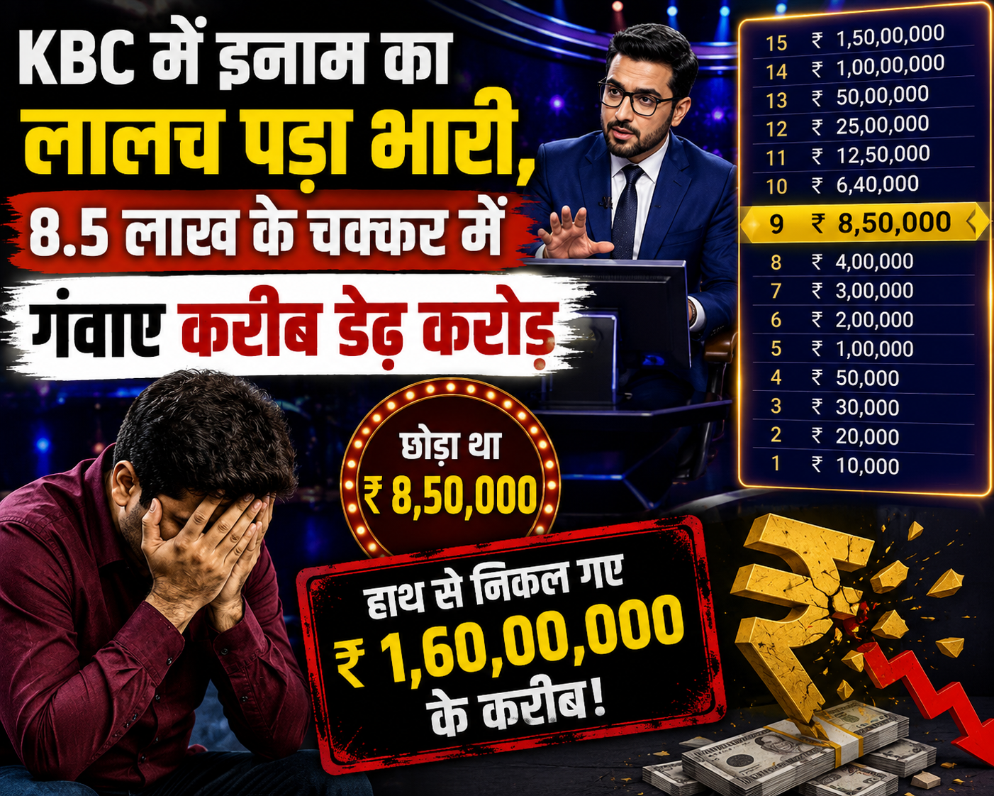 KBC में इनाम का लालच पड़ा भारी, 8.5 लाख के चक्कर में गंवाए करीब डेढ़ करोड़